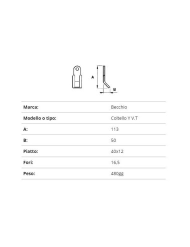 COLTELLO BECCHIO Y V.T. 40X12/113