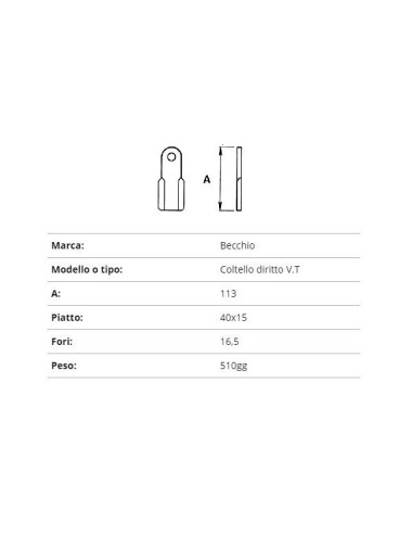 COLTELLO BECCHIO DRITTO V.T. 40X15