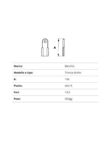COLTELLO BECCHIO TRINCIA DRITTO 40X15
