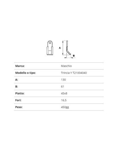 COLTELLO MASCHIO TRINCIA Y 45X8