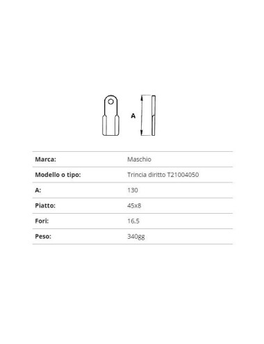COLTELLO MASCHIO TRINCIA DRITTO 45X8