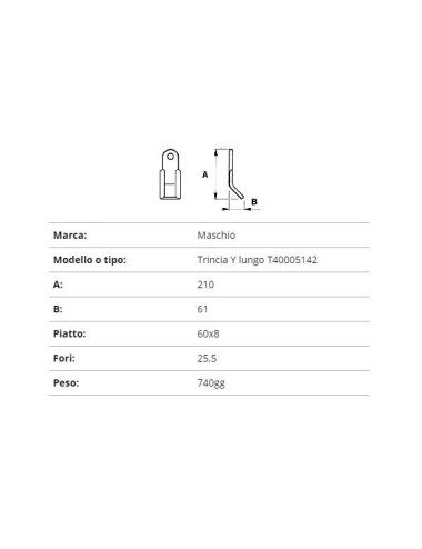 COLTELLO MASCHIO TRINCIA Y 60X8/210