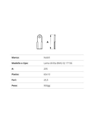 COLTELLO NOBILI LAMA DRITTA BMG02 60X10