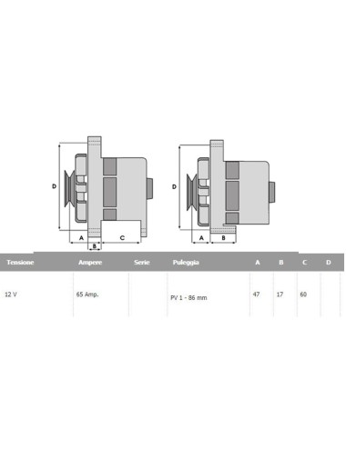 ALTERNATORE TIPO CNH 4808517 65 AH C/CONTAGIRI