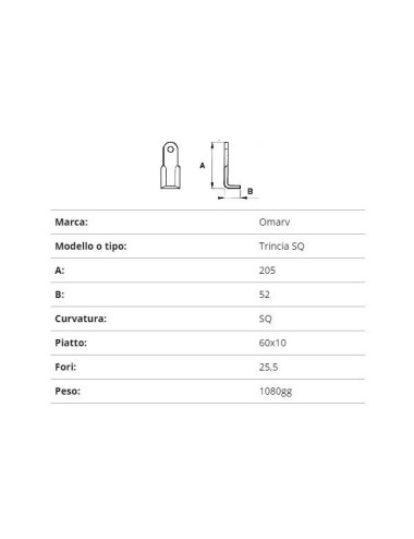 COLTELLO OMARV TRINCIA SQ. 60X10