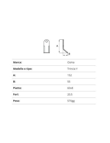 COLTELLO OSMA TRINCIA Y 60X8/152
