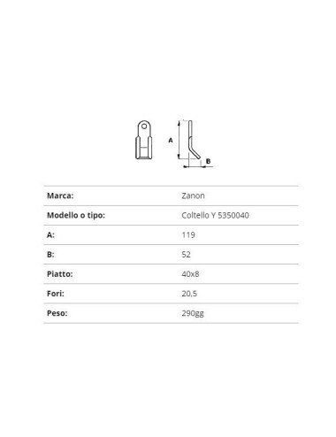 COLTELLO ZANON Y 40X8/119 5350040