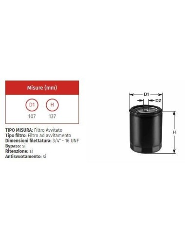 FILTRO OLIO CLEAN DO 822