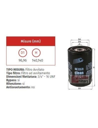 FILTRO OLIO CLEAN DO 225/C