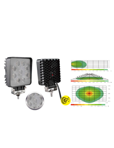 FARO LAVORO LED QUADRO 9 LED C/INTERRUTTORE
