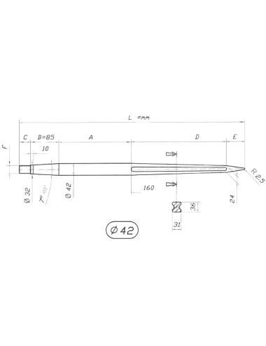 PUNTA PER CARICATORE ROTOBALLE 1200X42