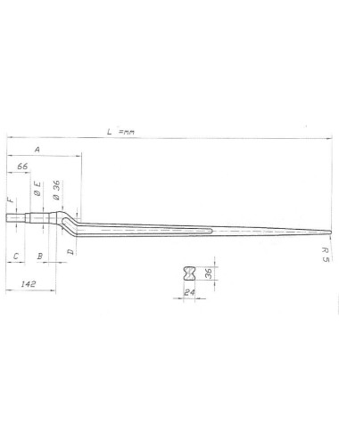 PUNTA PER CARICATORE ROTOBALLE 880X36 - PIEGATA