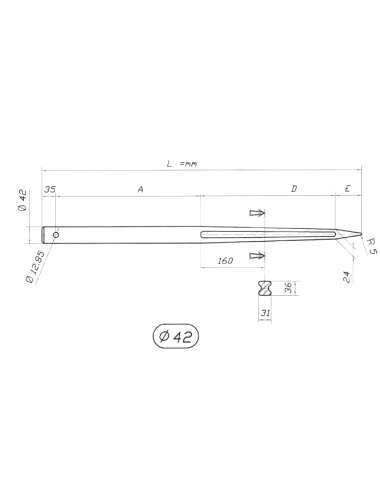 PUNTA PER CARICATORE ROTOBALLE 1200X42 C/FORO